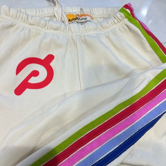 Aviator Nation & PELOTON 2024 5 STRIPE SWEATPANTS - VINTAGE WHITE NWOT - Picture 3 of 5